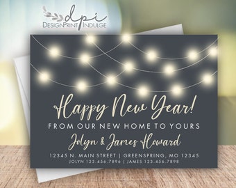 New Year change of address cards, I've moved, New Year new home new address announcement cards, new years we have moved card, new home card