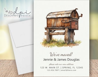 Mailbox Moving Announcement, Change of Address Card, New Address, I or We Have Moved Cards, Digital or Printed w/ Envelopes FREE SHIPPING