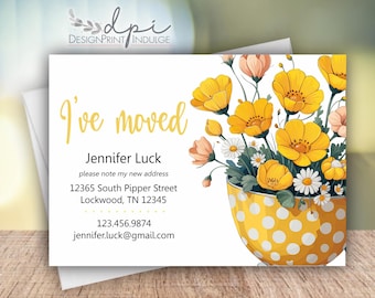 Floral Moving Announcement Cards, New Home, Printed with Envelopes