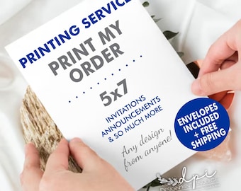 Custom Invitation Printing Service, 5x7 or 4x6, Envelopes Included