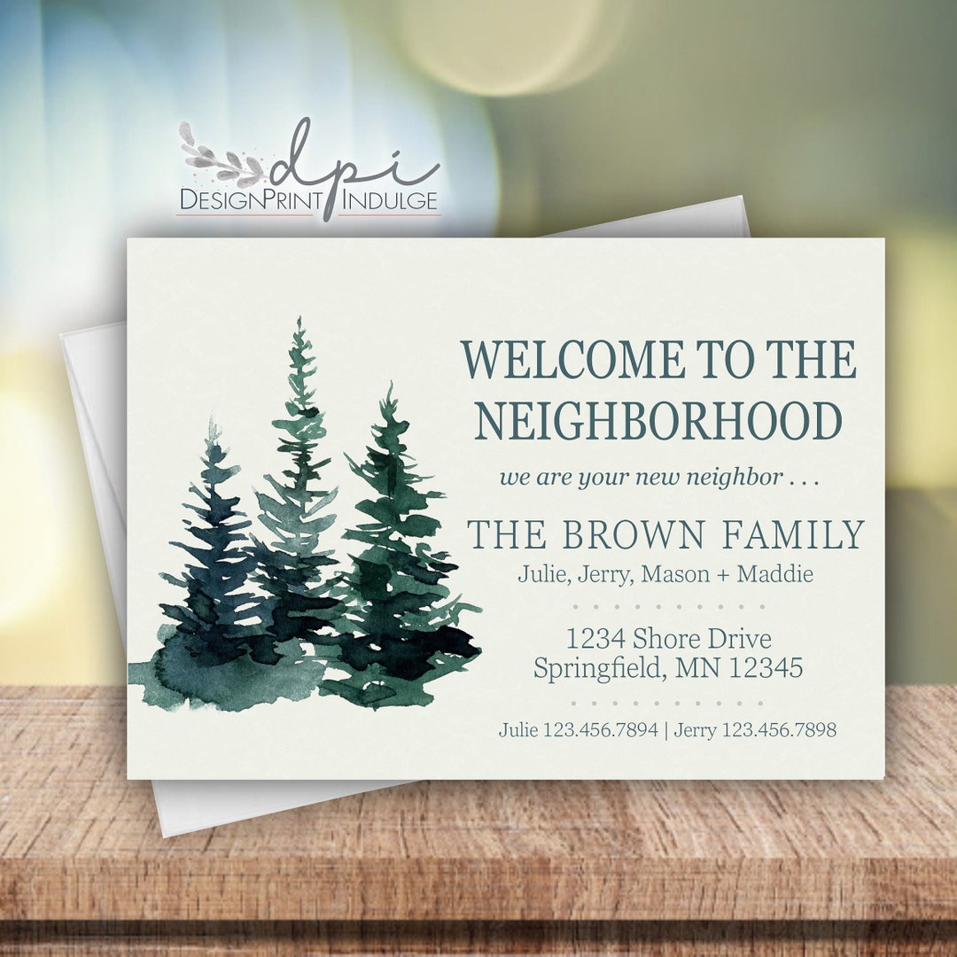 Nefer Introduction Card Welcome to the Neighborhood Introduction Cards, Forest New Neighbor ...
