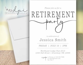 Simple Retirement Party Invitation: Customizable Invite Cards