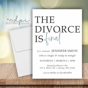 Divorce Party Invitation, Single Peeps Invite with Envelopes image 1