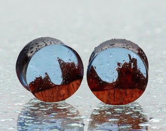 Wood Resin Ear Plugs, Unique Handmade Adornments