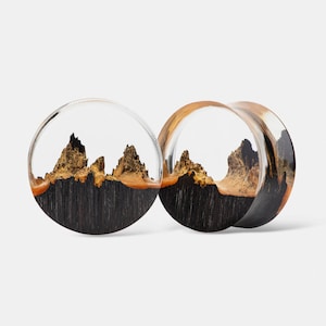 Plugs &quot;Dune&quot; . Plugs made of wood and resin. Custom plugs, Wood resin plugs, gauges earrings, gauges earrings small