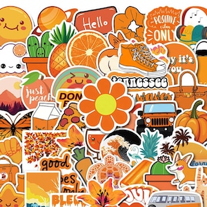 Pack of 25 Vinyl Orange Aesthetic Stickers Die Cut Decal Set | Etsy