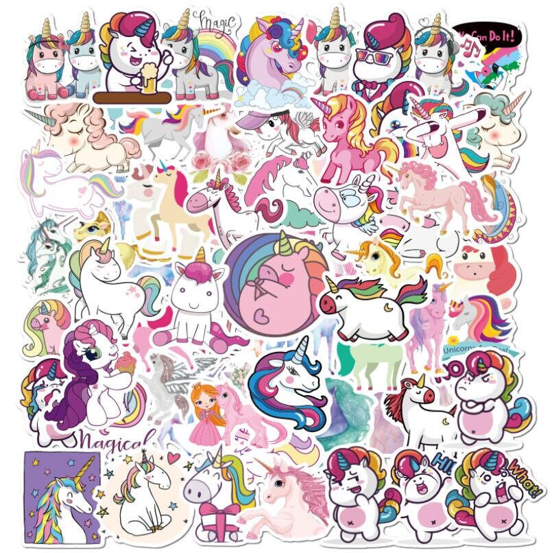 pack of 25 or 50 vinyl unicorn stickers die cut decal set etsy