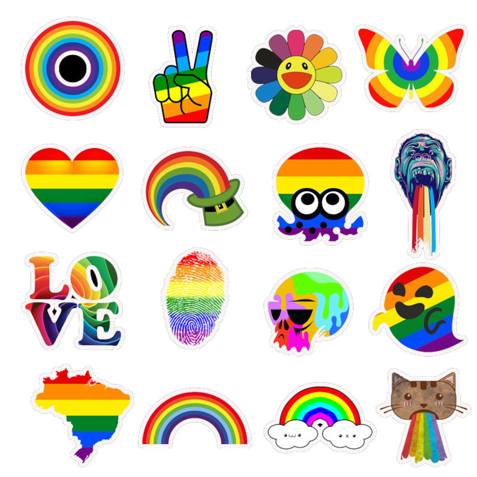 Pack of 25 Vinyl Rainbow Pride Stickers Fun Die Cut Decal | Etsy