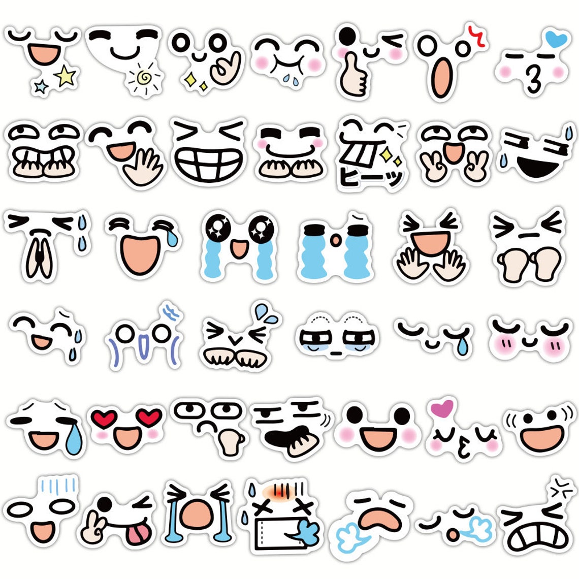 Pack of 25 Vinyl Facial Expression Stickers Die Cut Decal Etsy