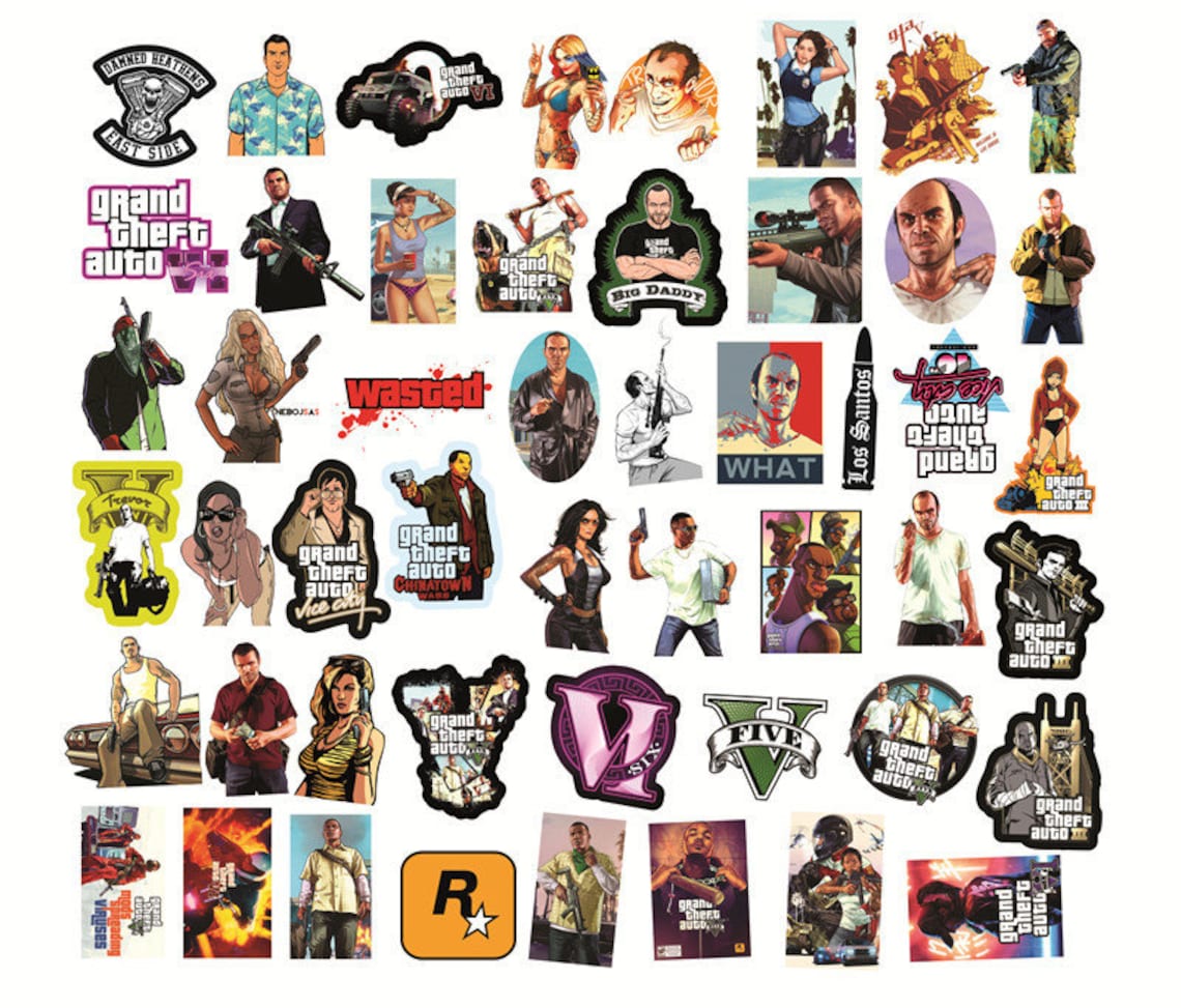Pack of 25 or 50 Vinyl Grand Theft Auto Stickers Die Cut Etsy