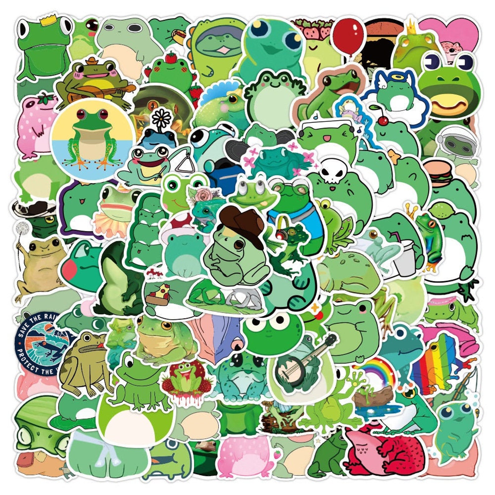 Pack of 25 or 50 Vinyl Frog Stickers Die Cut Decal Set Etsy