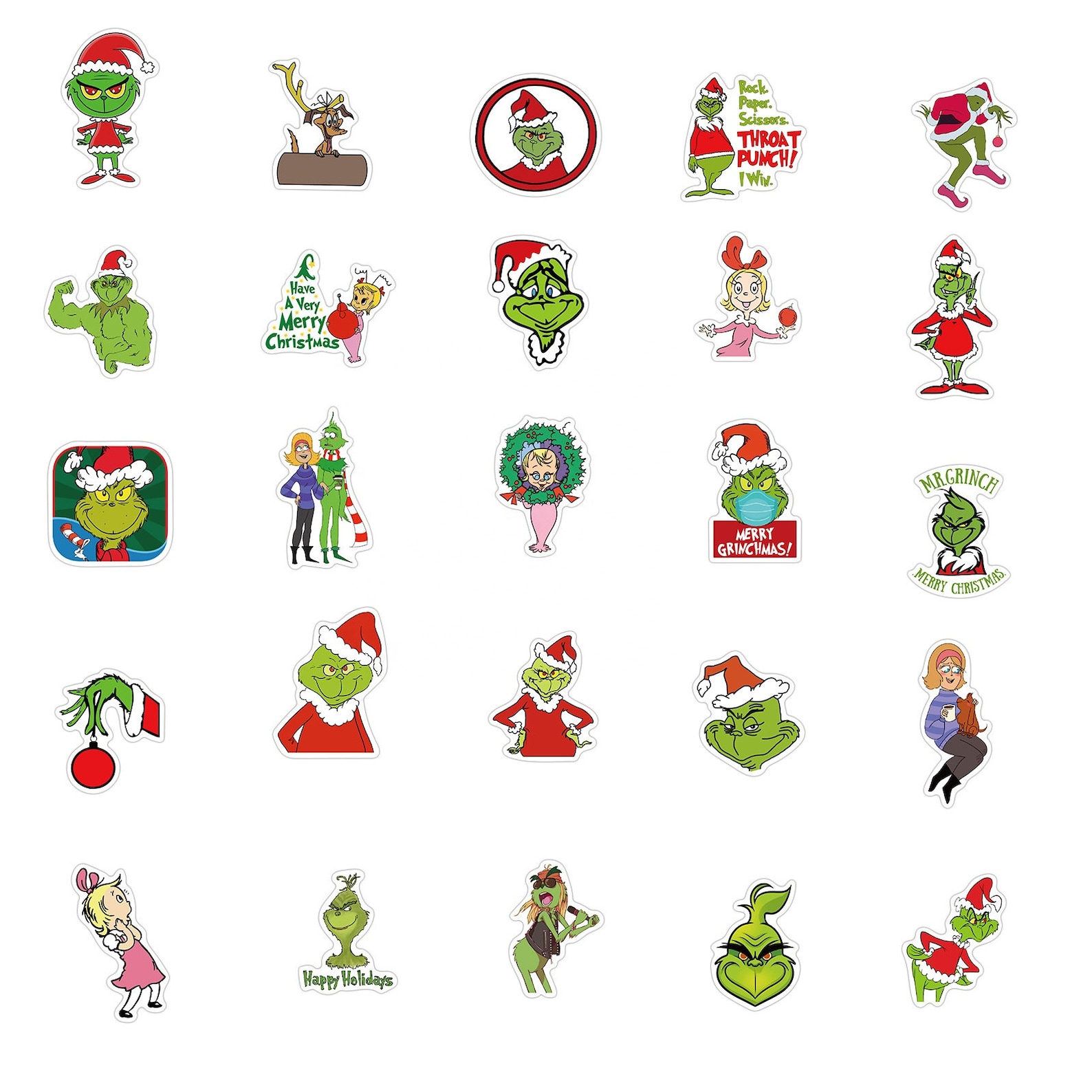 Pack of 25 Vinyl The Grinch Stickers Die Cut Decal Set | Etsy