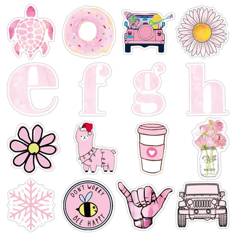 pack of 25 vinyl pink aesthetic stickers die cut decal set etsy