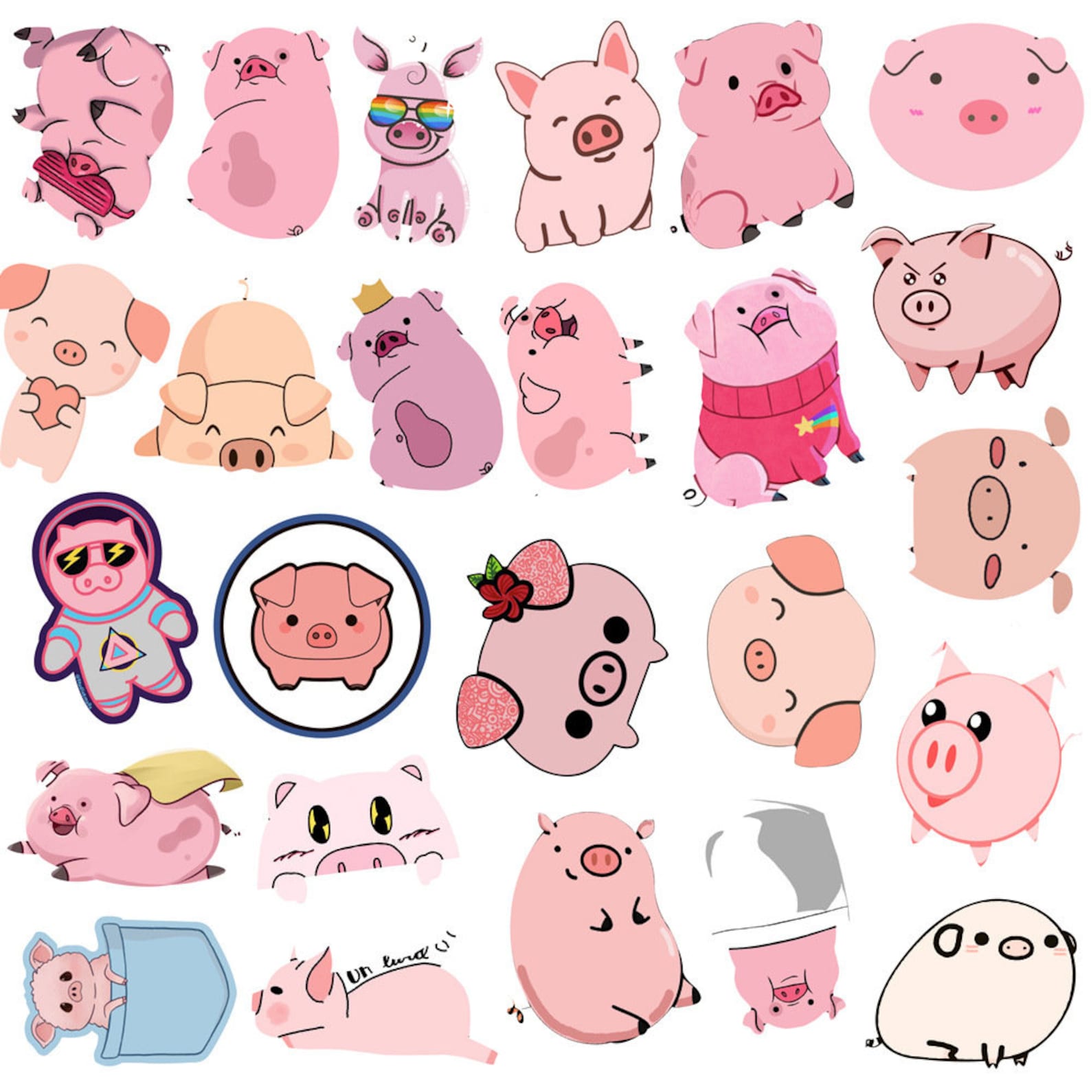 Pack of 25 Vinyl Pig Stickers Die Cut Decal Set Waterproof Etsy