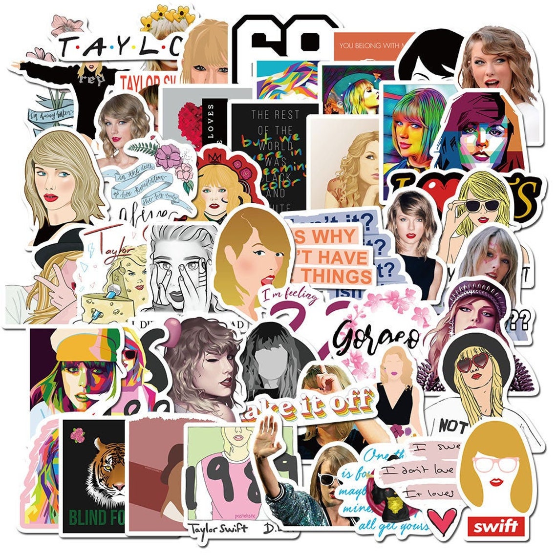 Pack of 25 or 50 Vinyl Taylor Swift Stickers Die Cut Decal Etsy