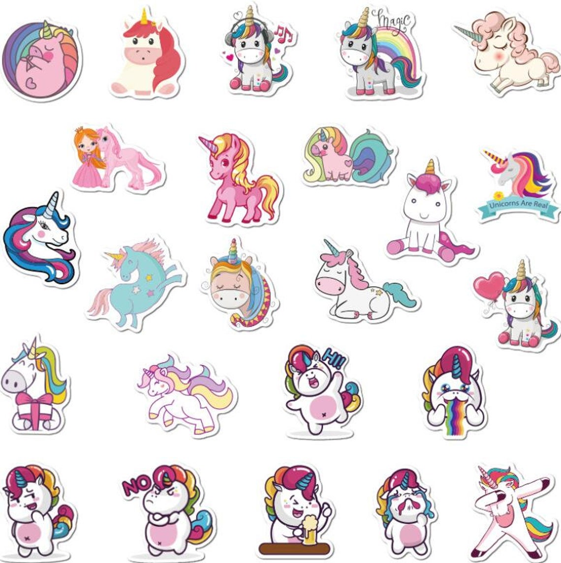 Pack Of 25 Or 50 Vinyl Unicorn Stickers Die Cut Decal Set Etsy