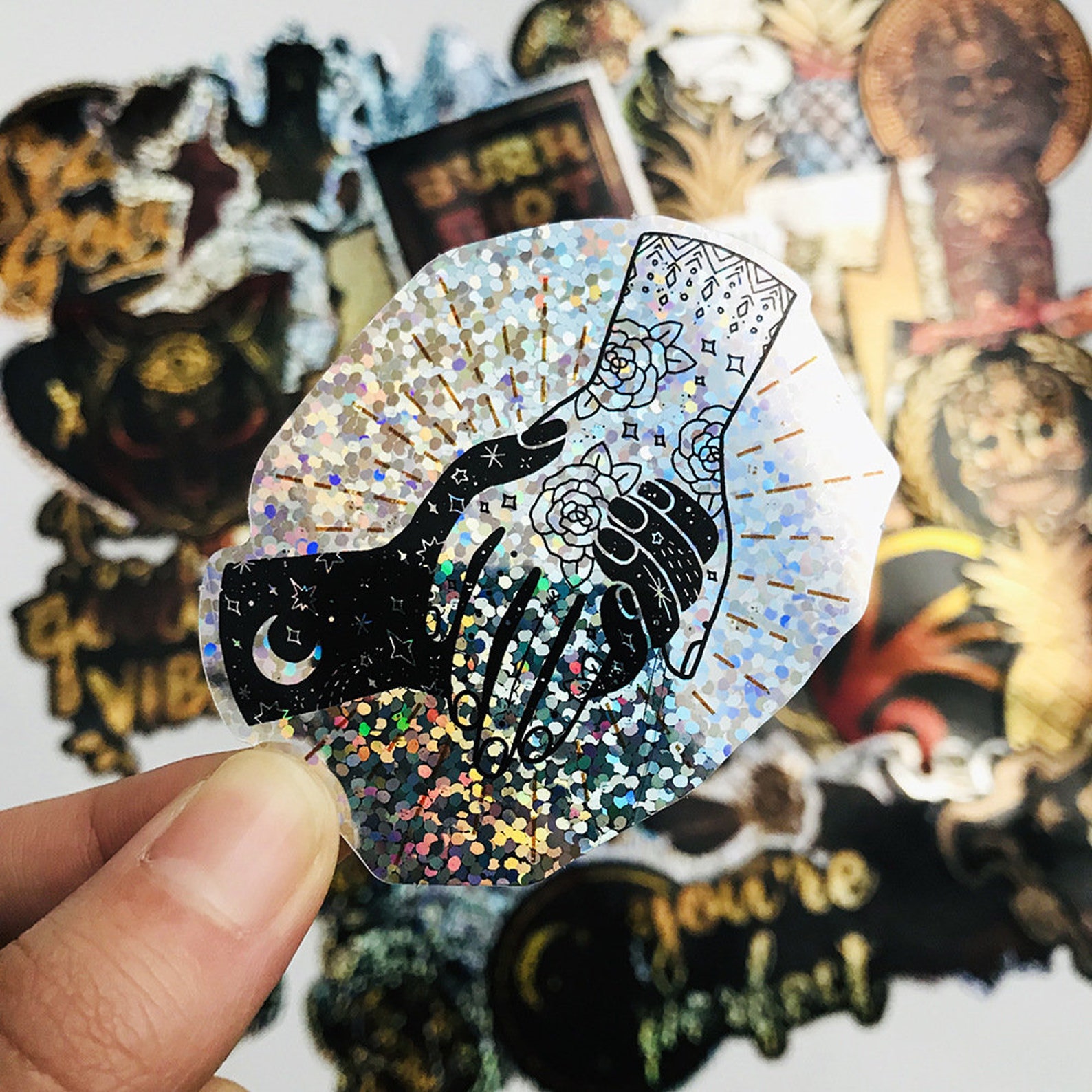 Pack of 25 Vinyl Holographic Stickers Die Cut Decal Set Etsy
