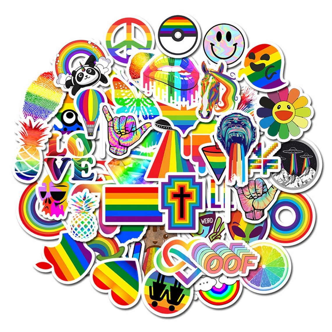 Pack of 25 Vinyl Rainbow Pride Stickers Fun Die Cut Decal Etsy