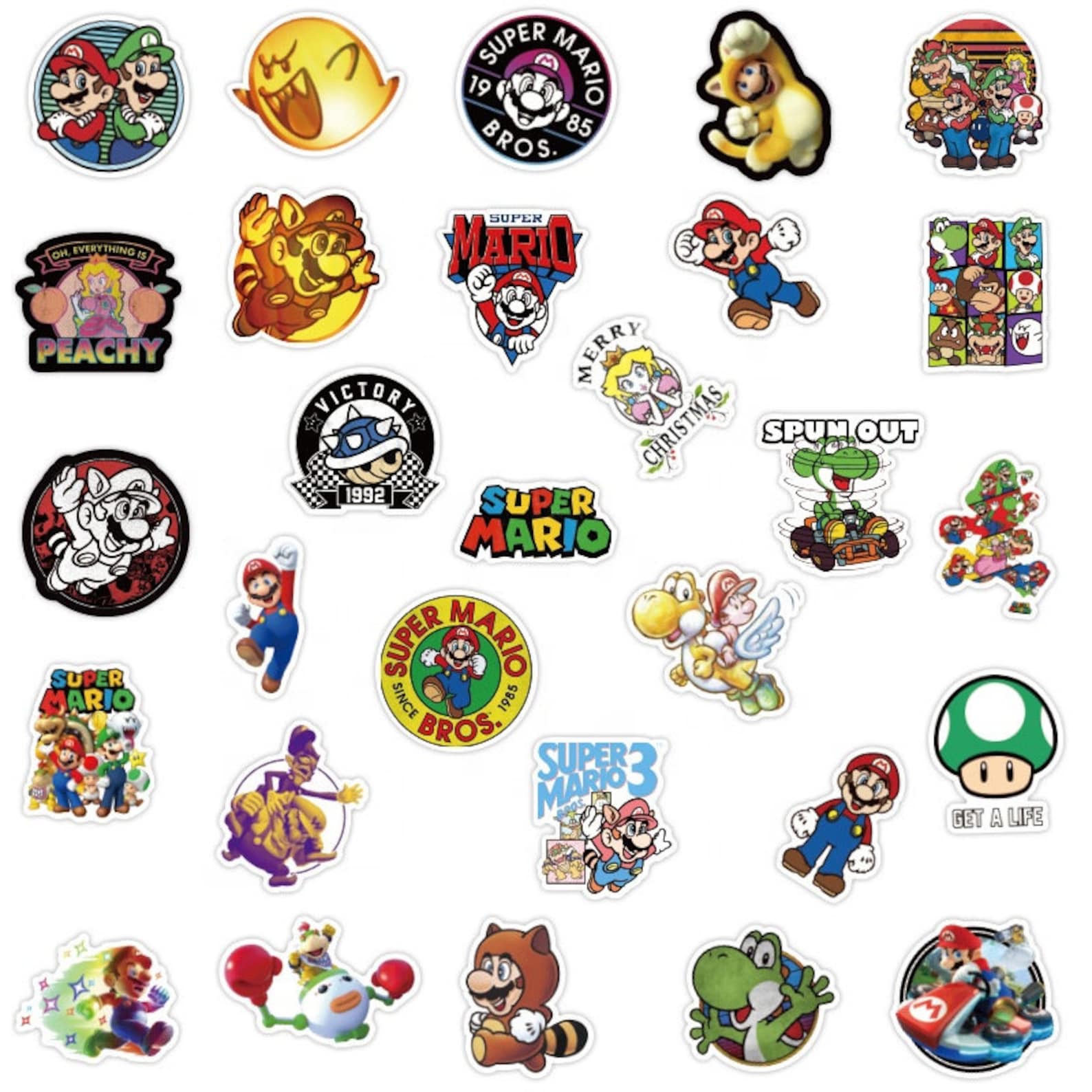 Pack of 25 Vinyl Super Mario Bros Stickers Die Cut Decal Set Etsy