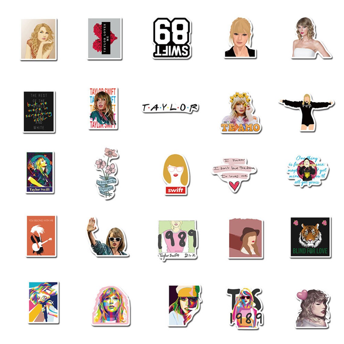 Pack of 25 or 50 Vinyl Taylor Swift Stickers Die Cut Decal | Etsy