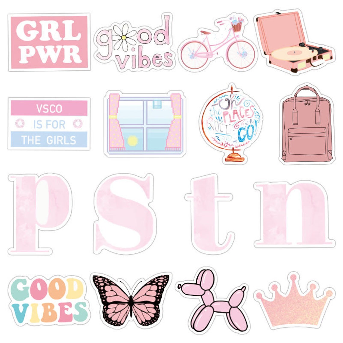 pack of 25 vinyl pink aesthetic stickers die cut decal set etsy