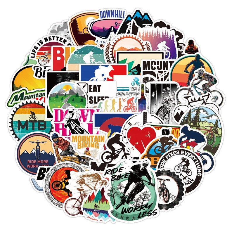 Pack of 25 or 50 Vinyl Mountain Bike Stickers Die Cut Decal Etsy