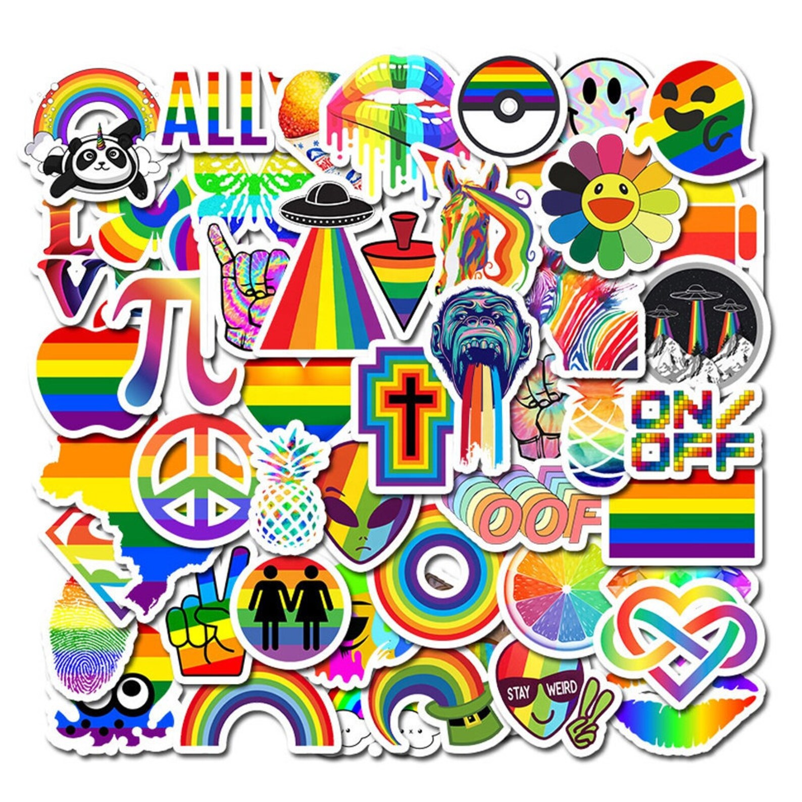 Pack of 25 Vinyl Rainbow Pride Stickers Fun Die Cut Decal | Etsy
