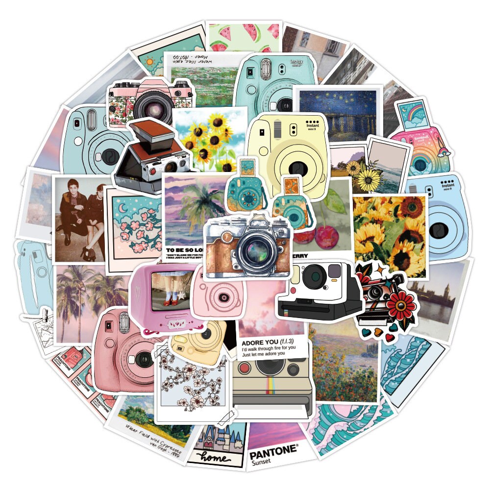 pack of 25 or 50 vinyl camera stickers die cut decal set etsy