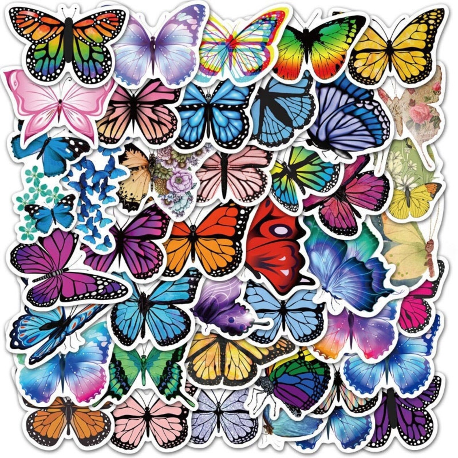 Pack of 25 or 50 Vinyl Butterfly Stickers Die Cut Decal Set Etsy