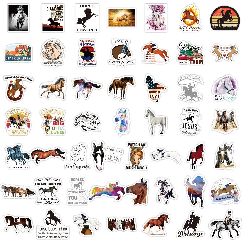 Pack of 25 or 50 Vinyl Horse Stickers Die Cut Decal Set Etsy