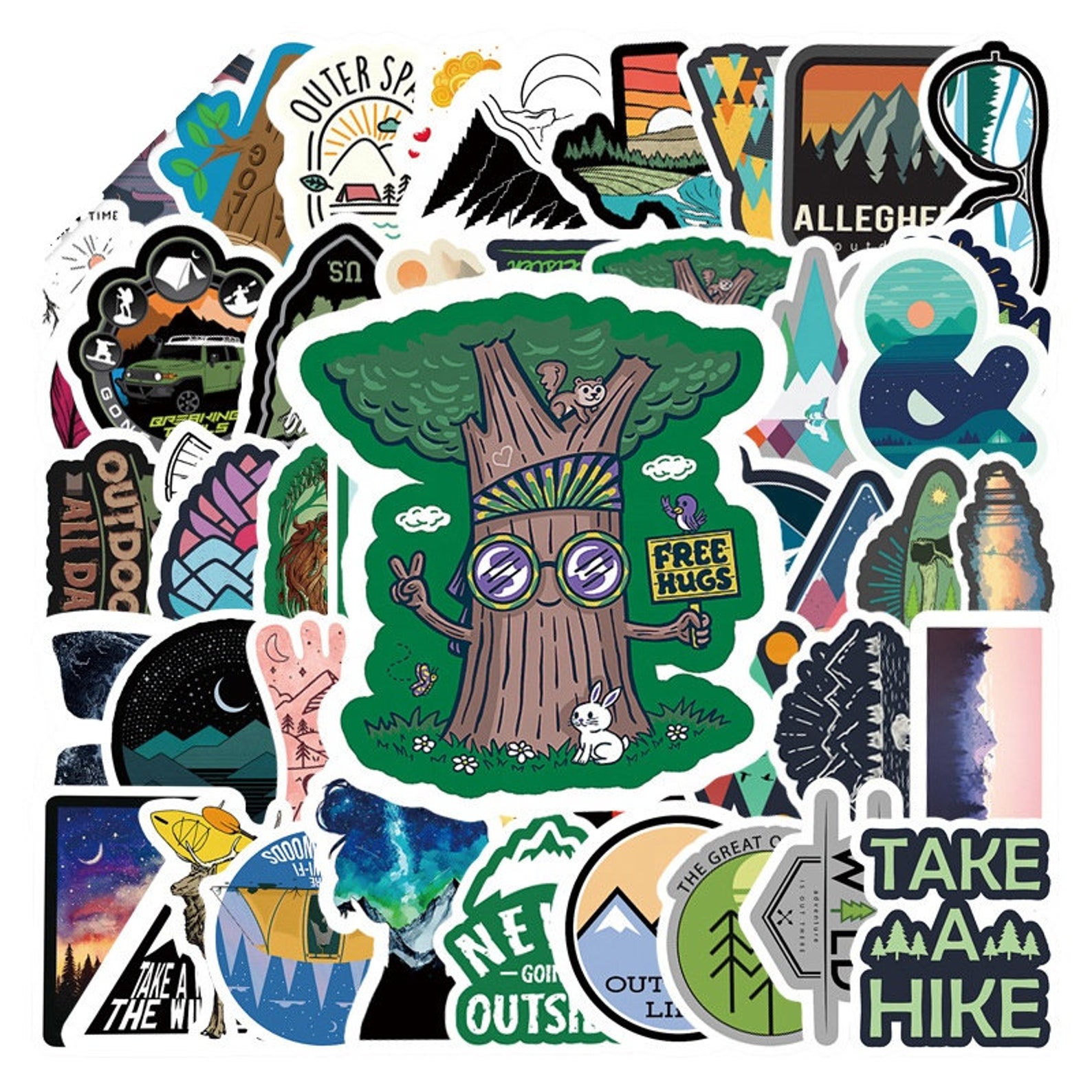 Pack of 25 Vinyl Outdoor Adventures Stickers Die Cut Decal Etsy