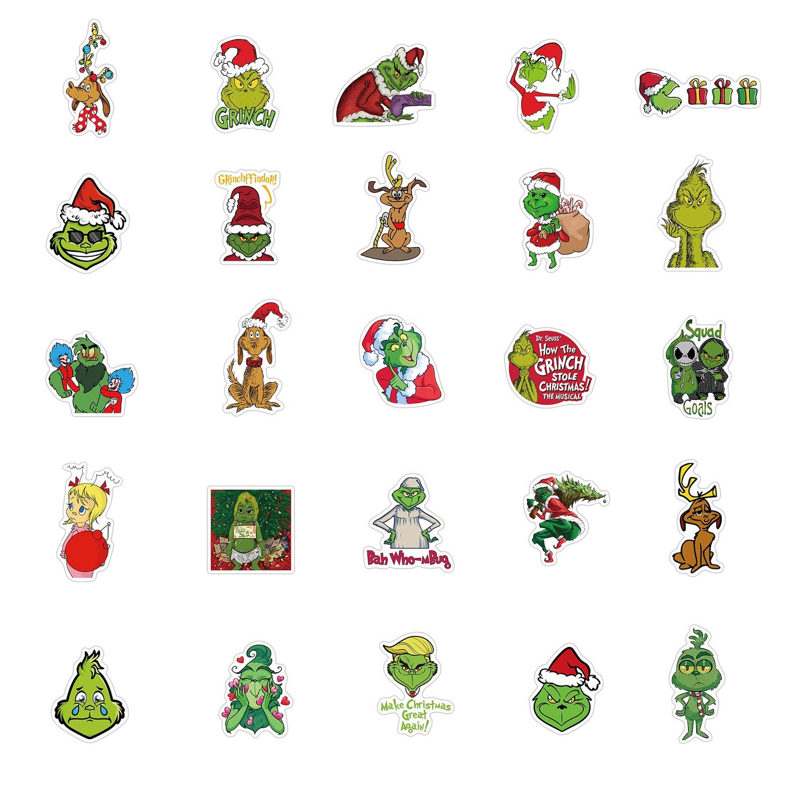 Pack of 25 Vinyl The Grinch Stickers Die Cut Decal Set | Etsy