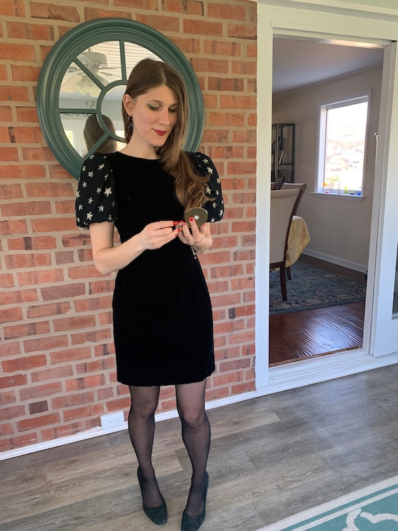 black velvet dress with gold stars Black Velvet Dress Black / M main image 1