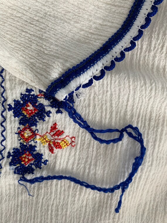 70s Vintage Greek Cotton Gauze Embroidered Top - image 7