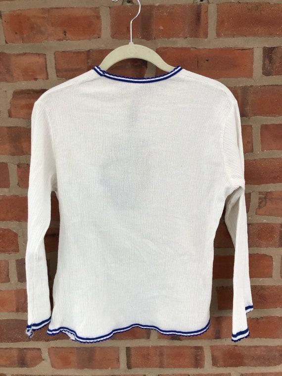 70s Vintage Greek Cotton Gauze Embroidered Top - image 5