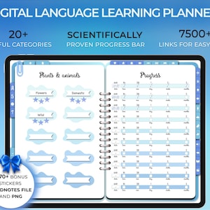 Language learning planner, Language study notebook, Digital language planner, Language learning workbook, Digital planner, English planner