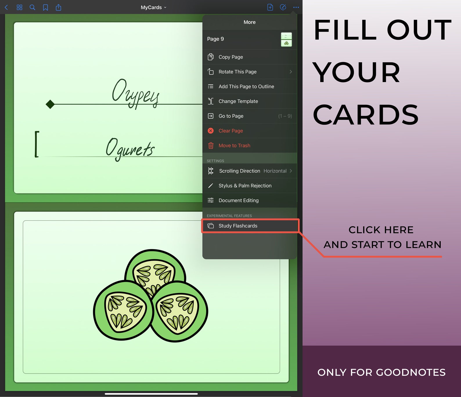 Goodnotes Flashcards, Goodnotes Tools, Vocabulary Cards, Vocabulary