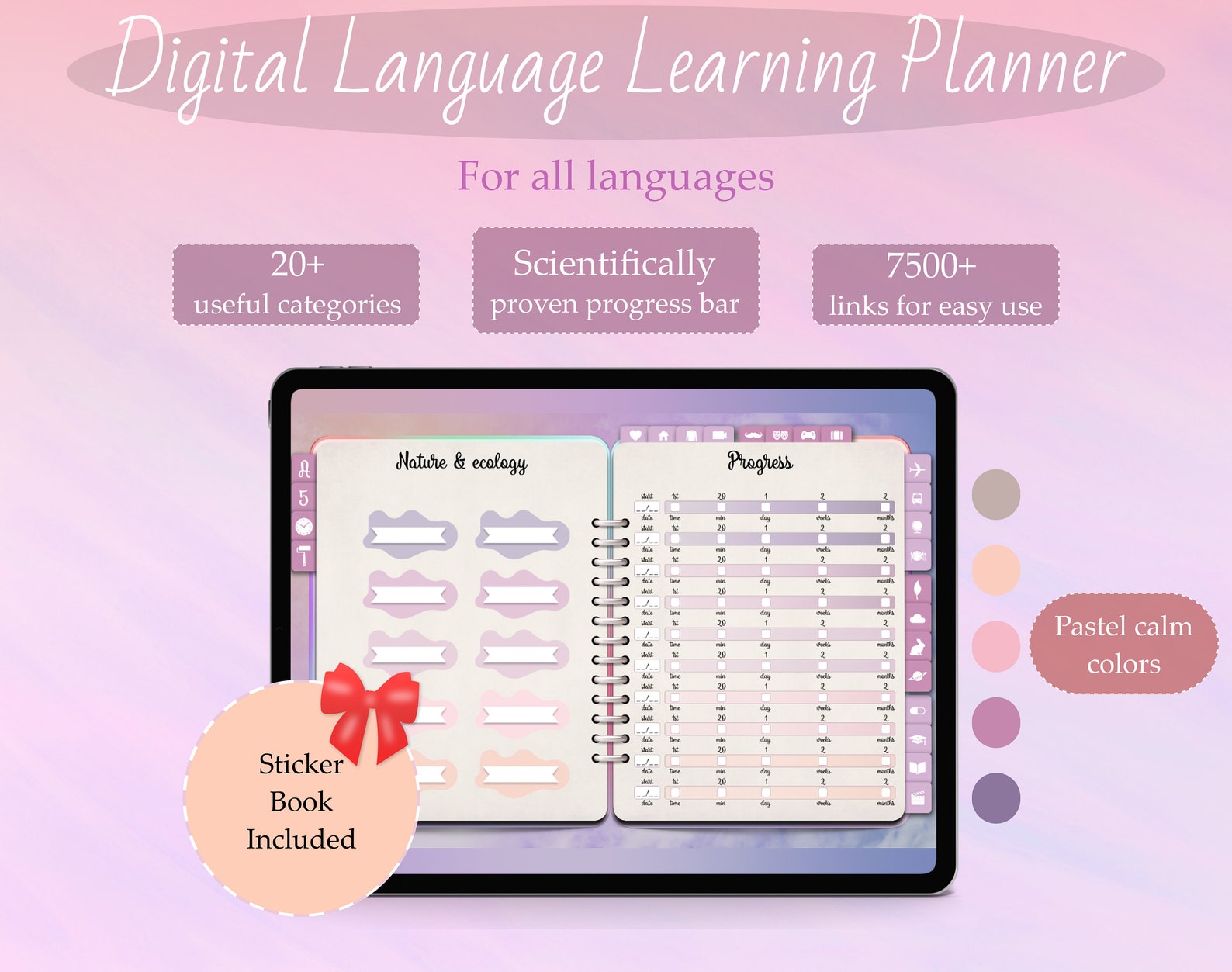 Language learning planner Language study notebook Digital Etsy