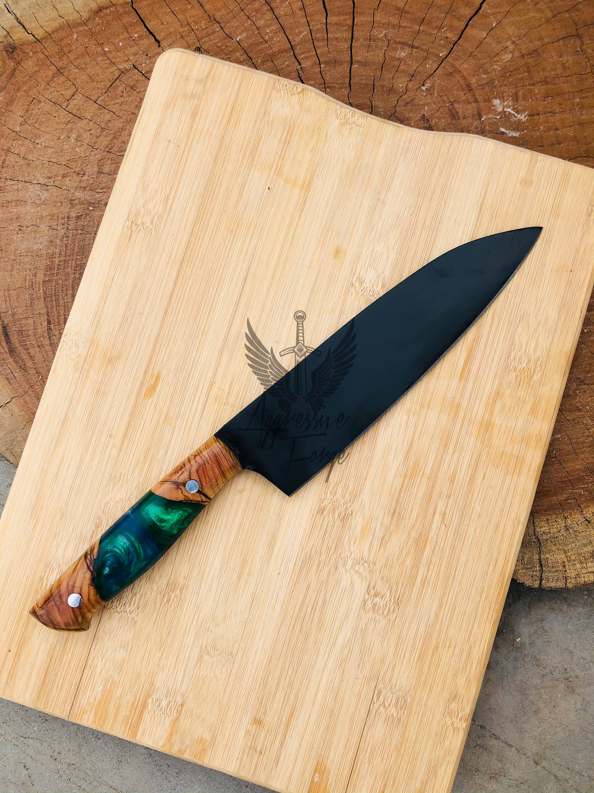 Handmade D2 Steel Kitchen Knife Set Beautifully Resin Epoxy -  Norway