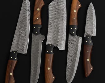 Damascus Chef Knife Damascus Kitchen Knives set Chef set handmade damascus chef set