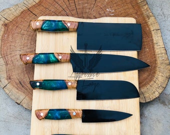 D2 Chef Knife D2 Kitchen Knives set Chef set handmade D2 chef set with leather sheath