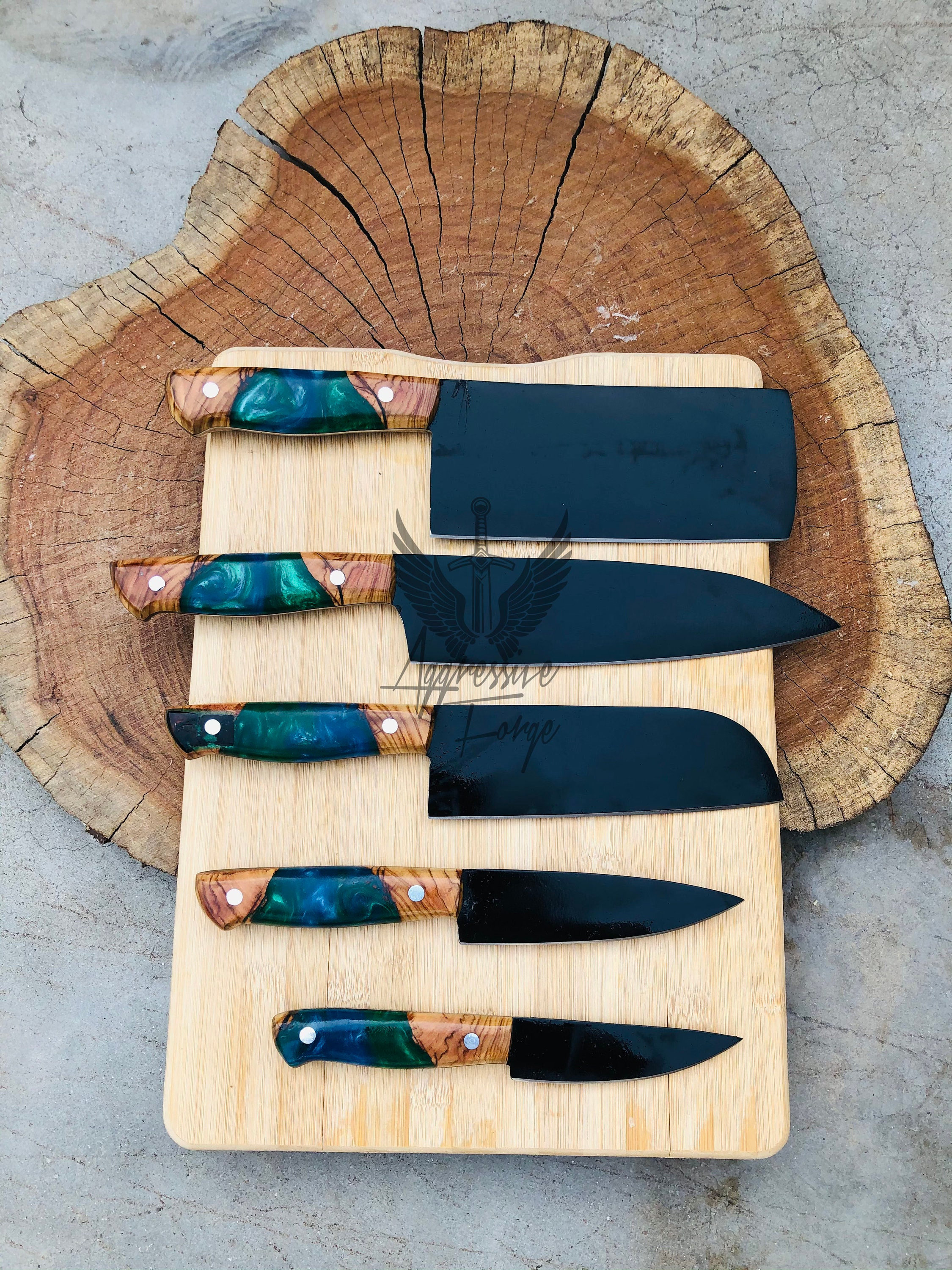 Damascus Steak Knife Set of 6 with Case 5 Inch Serrated Steak Knife –  1981Life