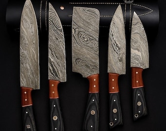 Damascus Chef Knife Damascus Kitchen Knives set Chef set handmade damascus chef set
