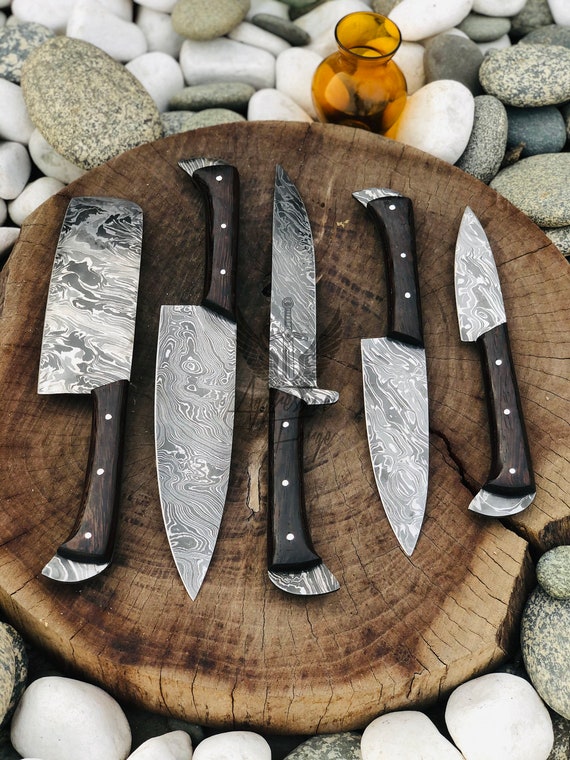 Coltello da chef in Damasco Set di coltelli da cucina in Damasco Set da  chef Set da chef in damasco fatto a mano -  Italia