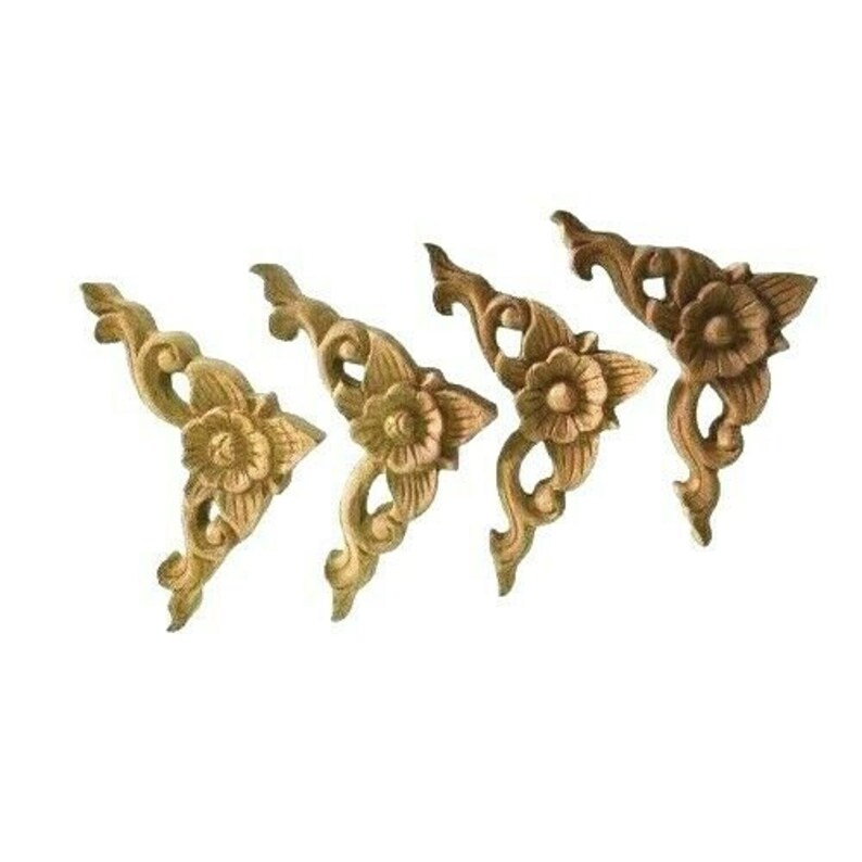 Vintage Wood Carved Teak Wood Panel Corner Flower Wall Art Etsy