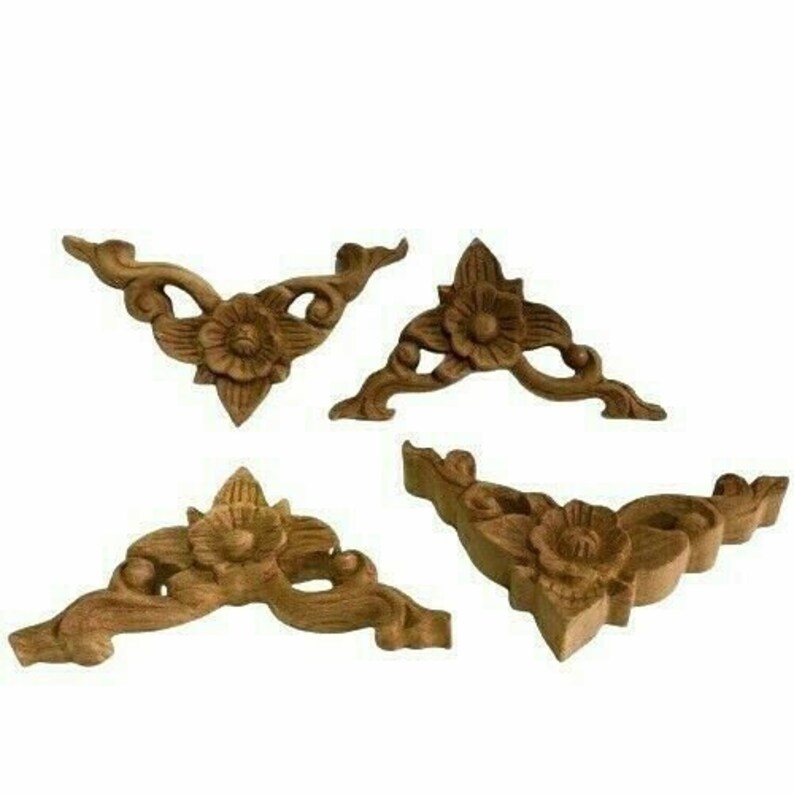 Vintage Wood Carved Teak Wood Panel Corner Flower Wall Art Etsy