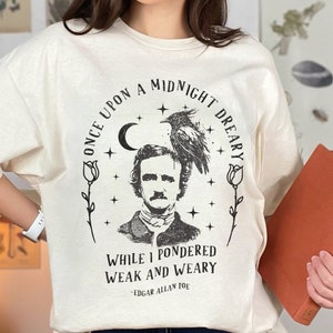 Edgar Allan Poe Poet Shirt Dark Academia Shirt Poe TShirt Vintage Literary Shirt Goblincore Clothing Gifts Bookish Shirt Gothic Raven shirt