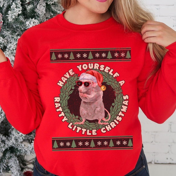 Ugly Christmas Rat Sweatshirt Vintage Christmas Rat Sweater Rat Lover Gift For Rat Owner Rat Mom Christmas Gifts For Rat Owners Rat Crewneck