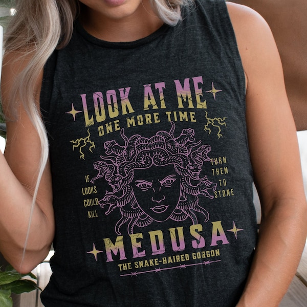 Medusa Tank Top Medusa Vintage Band T Shirt Gorgon Distressed Band Tee Greek Mythology Shirt Greek Goddess Shirt Greek Apparel Greek Gifts