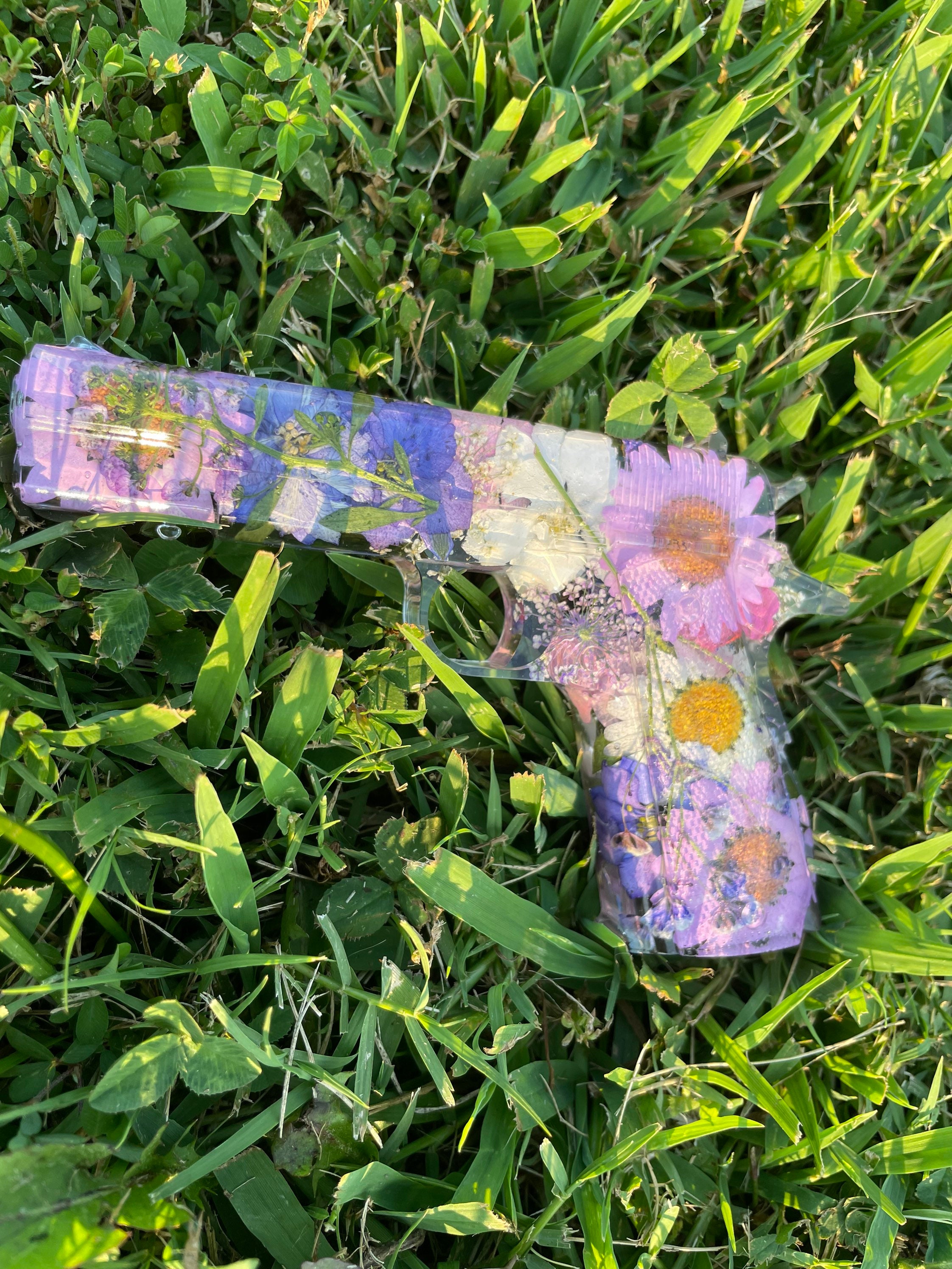 Handmade Resin Art Purple Flower Gun Etsy